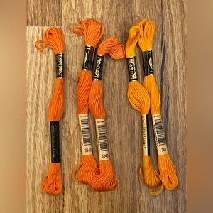 DMC Orange Embroidery Floss Set # 3340 (3) # 741 (2)
